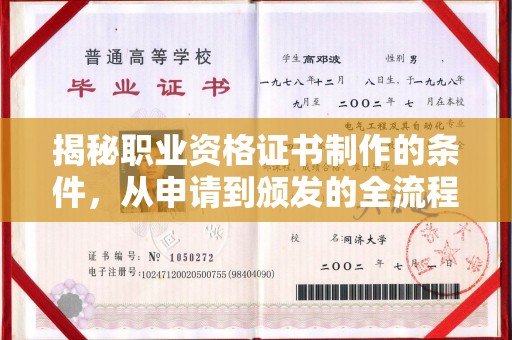 新宾揭秘职业资格证书制作的条件，从申请到颁发的全流程解析